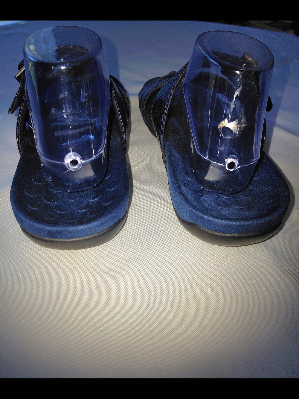 EUC Sz 9 WIde Vionic Skylar Navy Blue Snake-Embossed Leather Slide Sandals - Picture 8 of 10